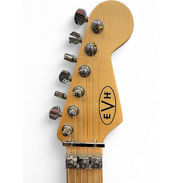 Used EVH Striped Series White with Black Stripes Solid Body Electric Guitar