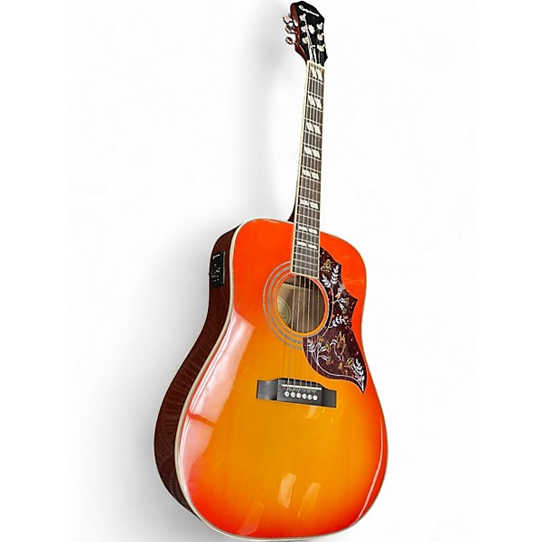 Used Epiphone Hummingbird Pro Dark Cherry Burst Acoustic Electric Guitar
