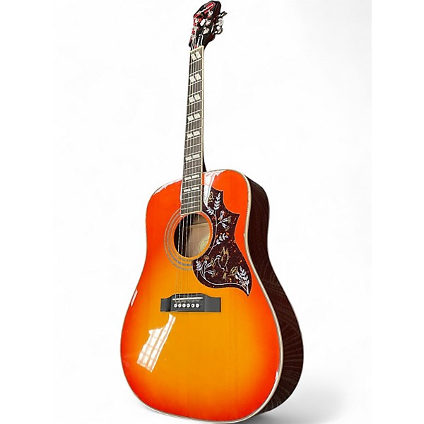 Used Epiphone Hummingbird Pro Dark Cherry Burst Acoustic Electric Guitar