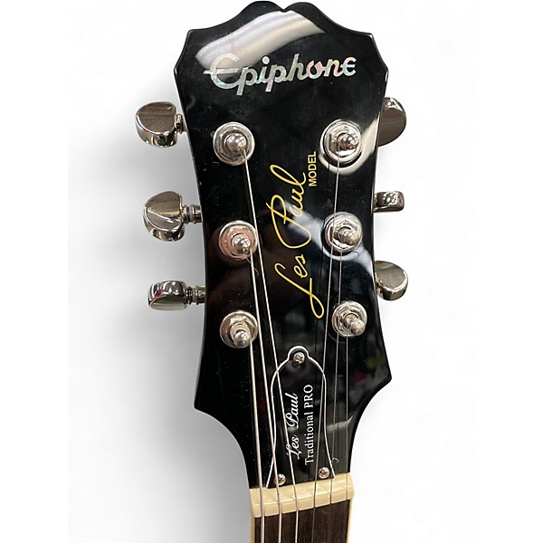 Used Epiphone Les Paul Traditional Pro Black Solid Body Electric Guitar