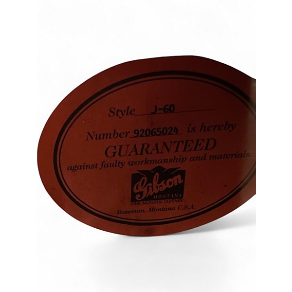 Vintage 1995 Gibson J-60 Natural Acoustic Electric Guitar