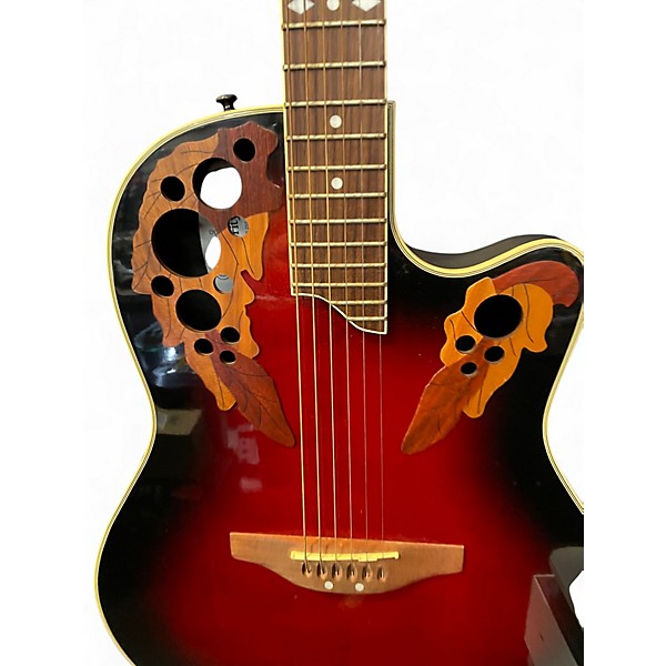 Used Ovation CS257 Celebrity Crimson Red Burst Acoustic Electric Guitar