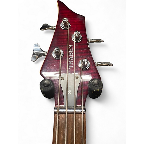 Used Traben Sun Crimson Red Trans Electric Bass Guitar