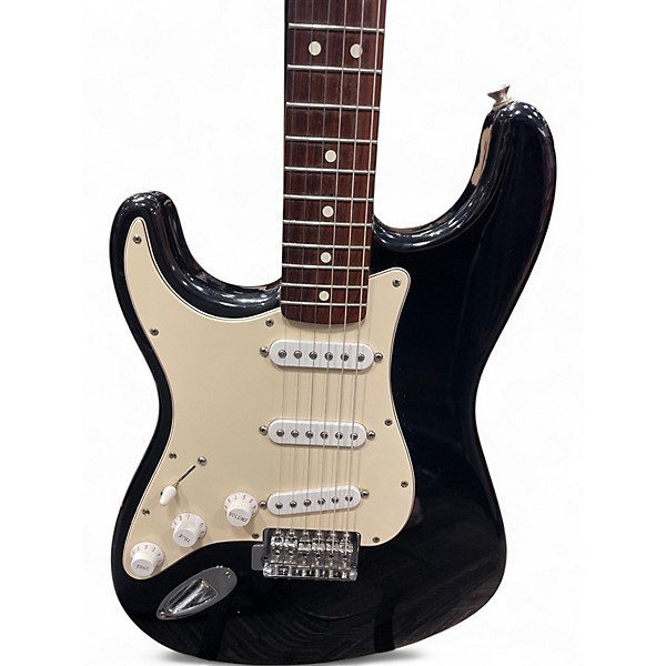 Used Fender Left Handed Mexico Standard Stratocaster Black Solid Body Electric Guitar