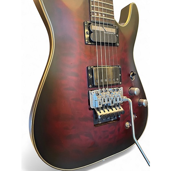 Used Schecter Guitar Research C1 Platinum FR S Satin Crimson Red Burst Solid Body Electric Guitar