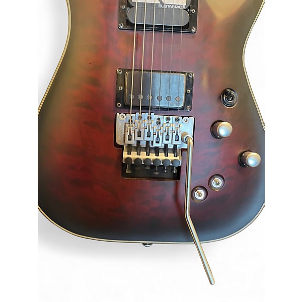 Used Schecter Guitar Research C1 Platinum FR S Satin Crimson Red Burst Solid Body Electric Guitar