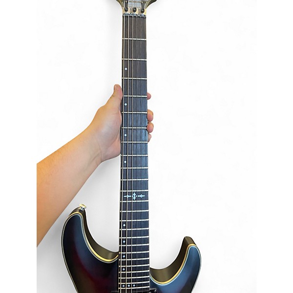 Used Schecter Guitar Research C1 Platinum FR S Satin Crimson Red Burst Solid Body Electric Guitar