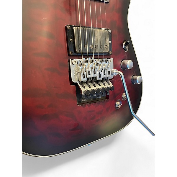 Used Schecter Guitar Research C1 Platinum FR S Satin Crimson Red Burst Solid Body Electric Guitar