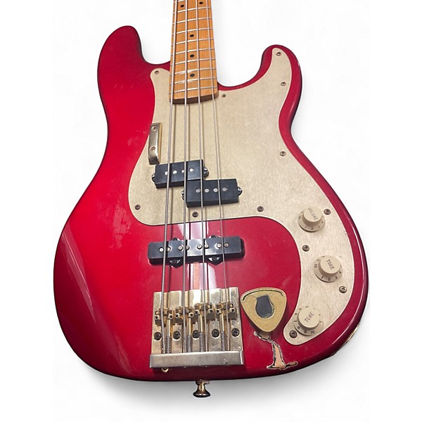 Used 2010s Fender Select Precision Bass Candy Apple Red Electric Bass Guitar