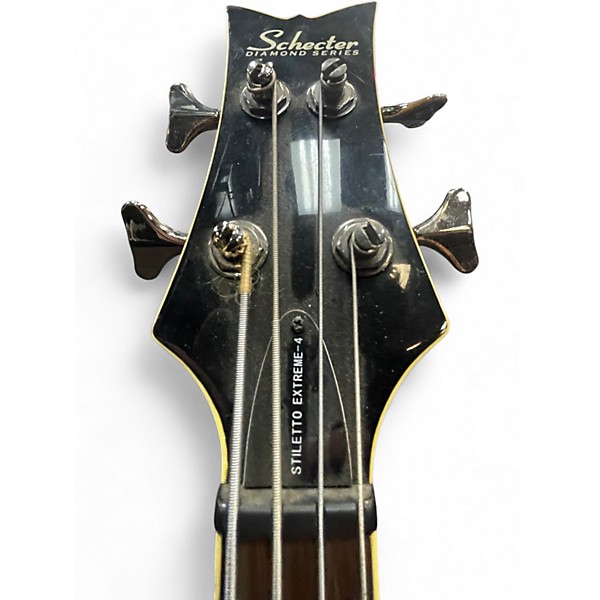 Used Schecter Guitar Research Stiletto Extreme 4 String Candy Apple Red Electric Bass Guitar