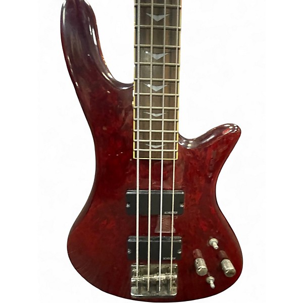Used Schecter Guitar Research Stiletto Extreme 4 String Candy Apple Red Electric Bass Guitar