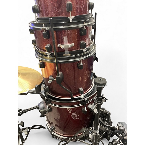 Used Ludwig 4 Piece Pocket Kit Candy Apple Red Drum Kit