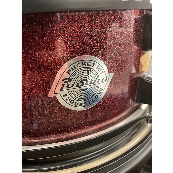 Used Ludwig 4 Piece Pocket Kit Candy Apple Red Drum Kit