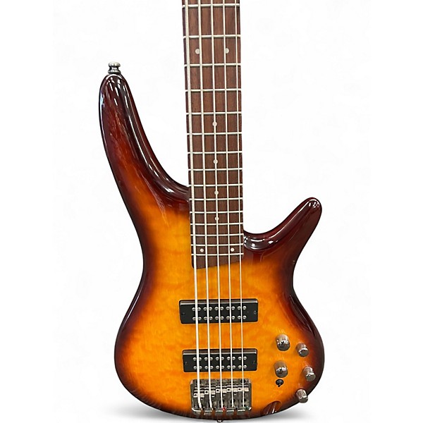 Used Ibanez SR405 5 String Sunburst Electric Bass Guitar