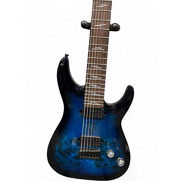 Used Schecter Guitar Research OMEN ELITE 7 Trans Blue Solid Body Electric Guitar