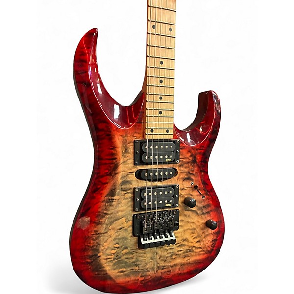 Used Cort X-11QM Wine Red Burst Solid Body Electric Guitar