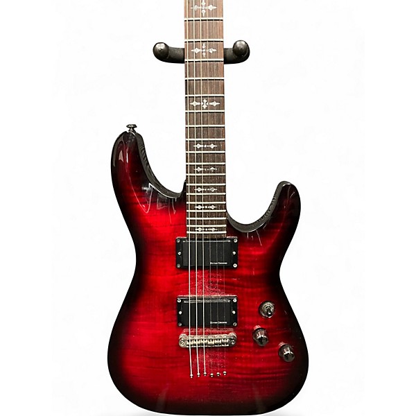 Used Schecter Guitar Research Demon 6 Crimson Red Burst Solid Body Electric Guitar