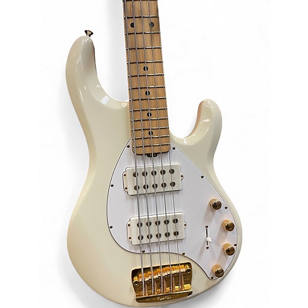 Used 2011 Ernie Ball Music Man Stingray HH 5 String Ivory White Electric Bass Guitar