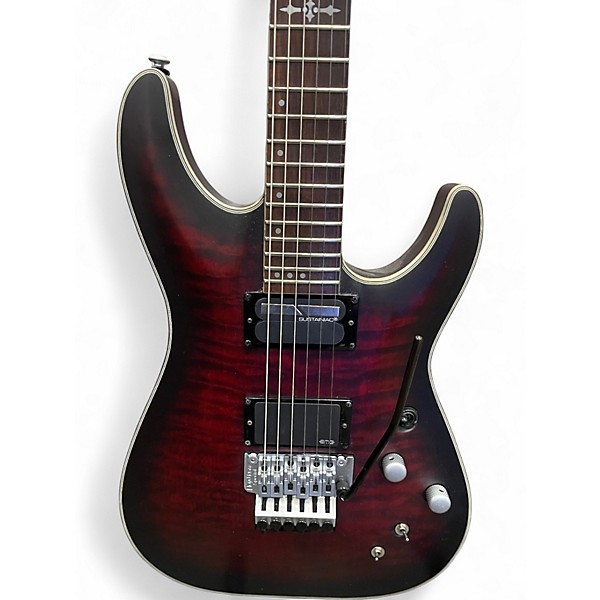Used Schecter Guitar Research C1 Floyd Rose Platinum Red to Black Fade Solid Body Electric Guitar