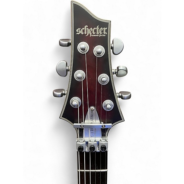 Used Schecter Guitar Research C1 Floyd Rose Platinum Red to Black Fade Solid Body Electric Guitar