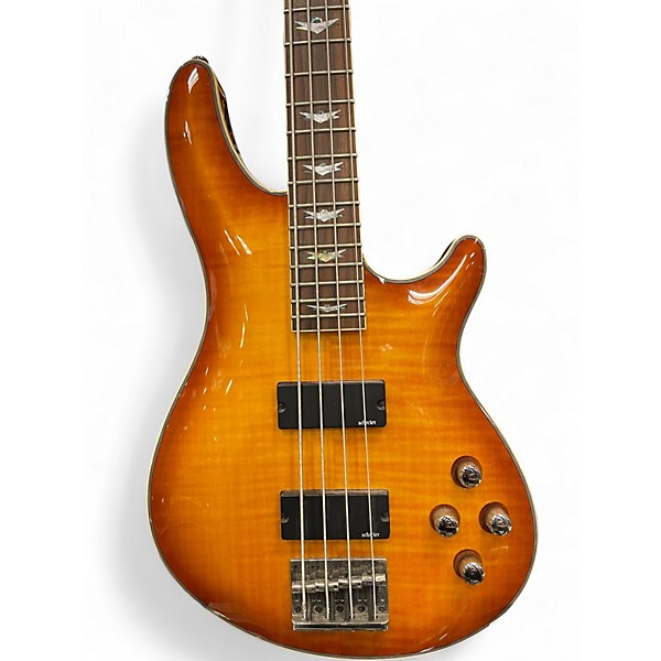 Used Schecter Guitar Research Omen Extreme 4 String Sunburst Electric Bass Guitar