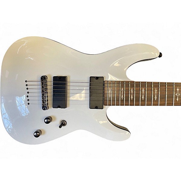 Used 2024 Schecter Guitar Research Demon 7 String White Solid Body Electric Guitar