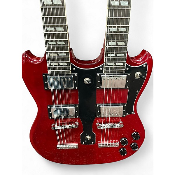 Used Cozart 6/12 DOUBLE NECK Wine Red Solid Body Electric Guitar