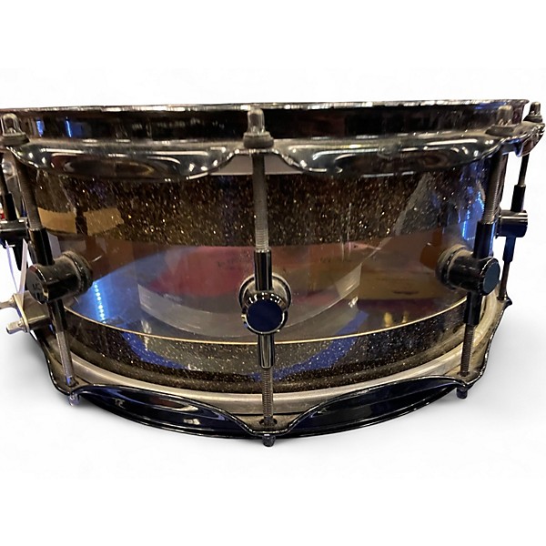 Used Spaun 6.5X14 Hybrid Snare Black Sparkle and Acrylic Drum
