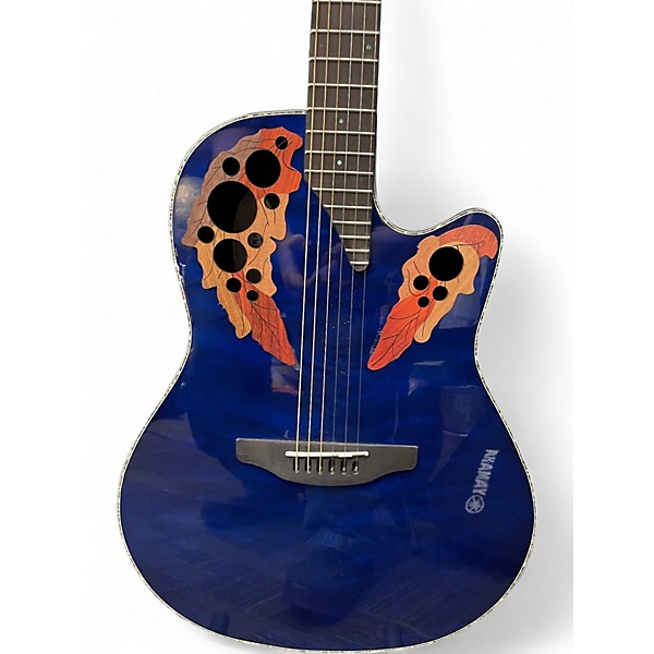 Used Ovation CE44P CELEBRITY Trans Blue Acoustic Electric Guitar