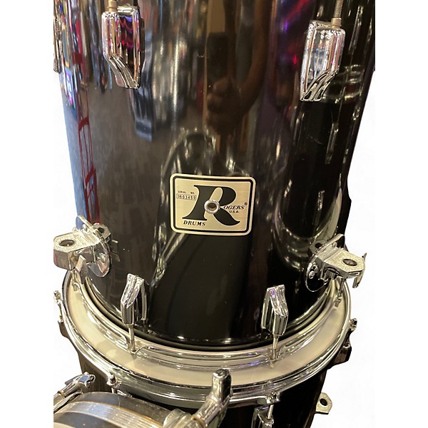 Used Rogers 9 Piece DRUMS BLACK Drum Kit