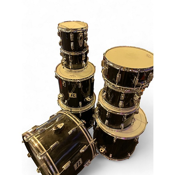 Used Rogers 9 Piece DRUMS BLACK Drum Kit