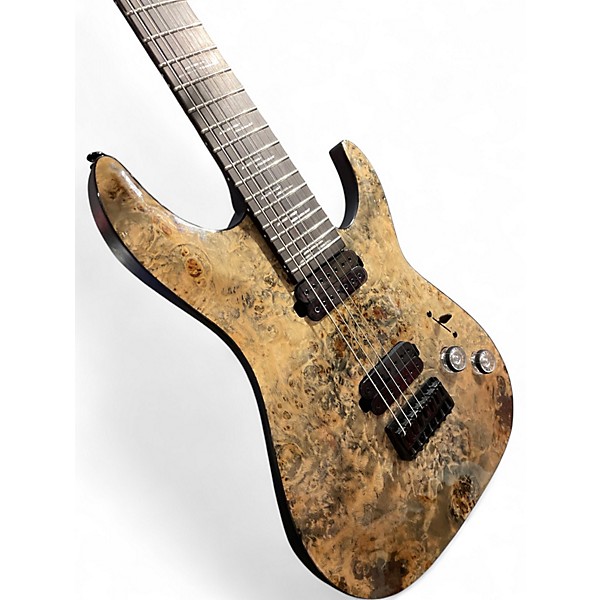 Used 2025 Schecter Guitar Research Omen Elite 7 Natural Maple Burl Solid Body Electric Guitar