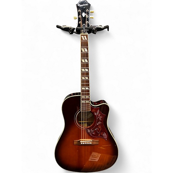 Used Epiphone Hummingbird Performer Pro 2 Tone Sunburst Acoustic Electric Guitar
