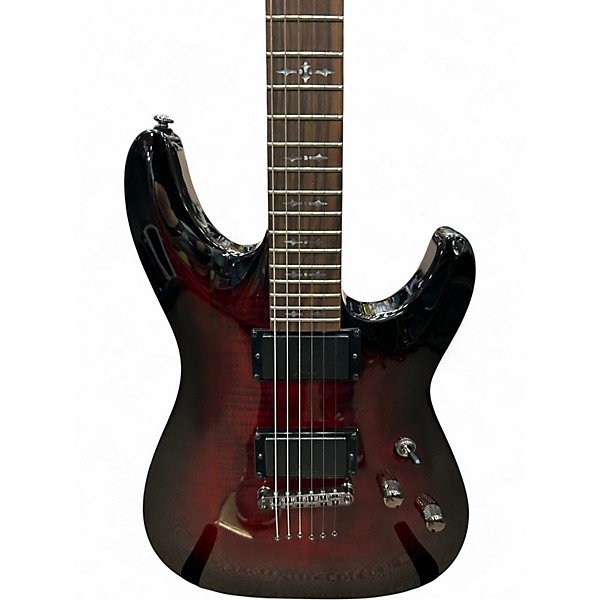 Used Schecter Guitar Research DEMON 6 Crimson Red Burst Solid Body Electric Guitar