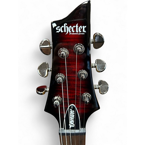 Used Schecter Guitar Research DEMON 6 Crimson Red Burst Solid Body Electric Guitar