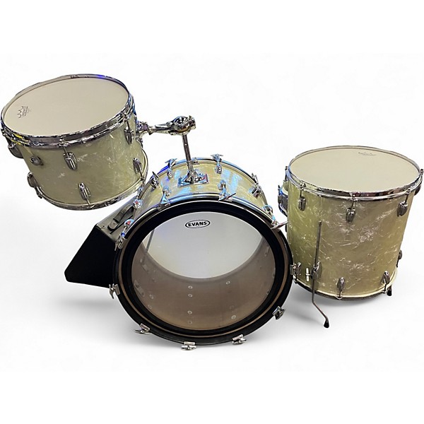 Used Slingerland 3 Piece Marine Drum Set White Marine Drum Kit