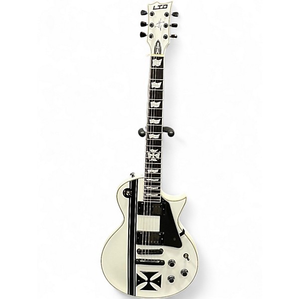 Used ESP LTD James Hetfield Signature Iron Cross Black and White Solid Body Electric Guitar