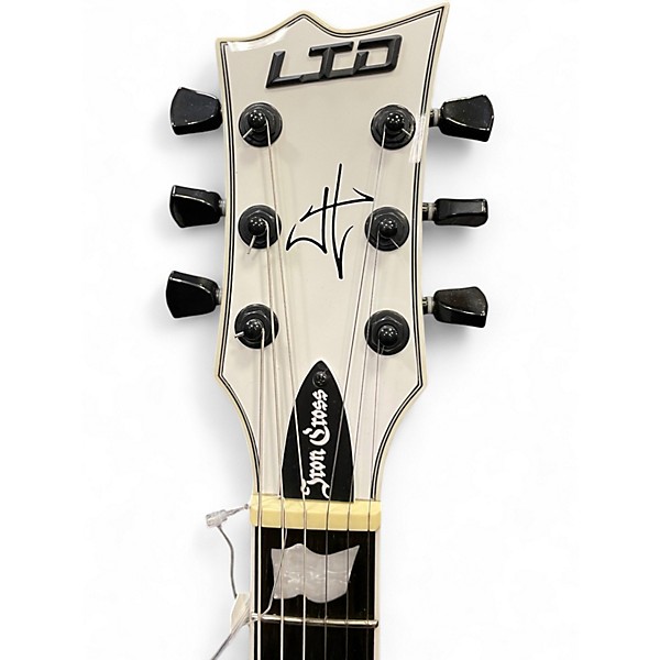 Used ESP LTD James Hetfield Signature Iron Cross Black and White Solid Body Electric Guitar