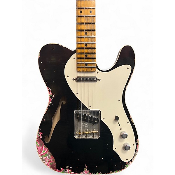 Used Fender Custom Shop Ltd NAMM 50's Custom Thinline Telecaster Aged Black Over Pink Paisley Hollow Body Electric Guitar