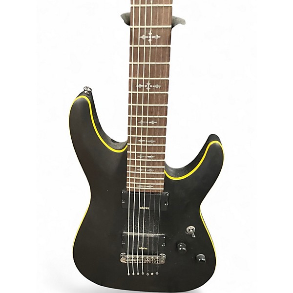 Used Schecter Guitar Research Demon 7 String Black Solid Body Electric Guitar