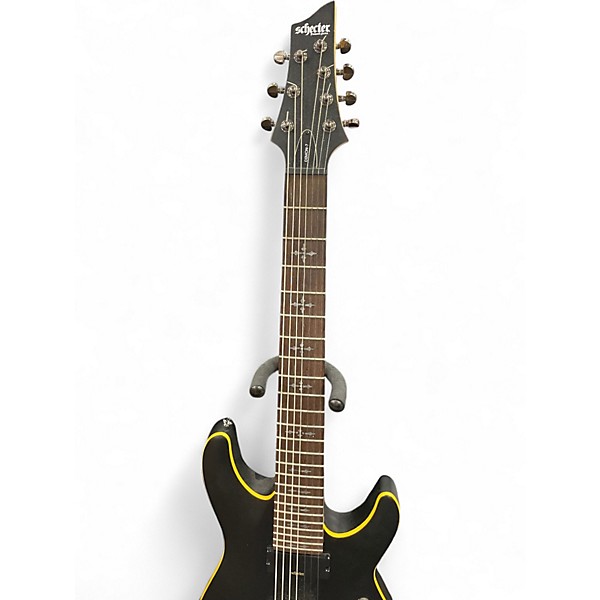 Used Schecter Guitar Research Demon 7 String Black Solid Body Electric Guitar