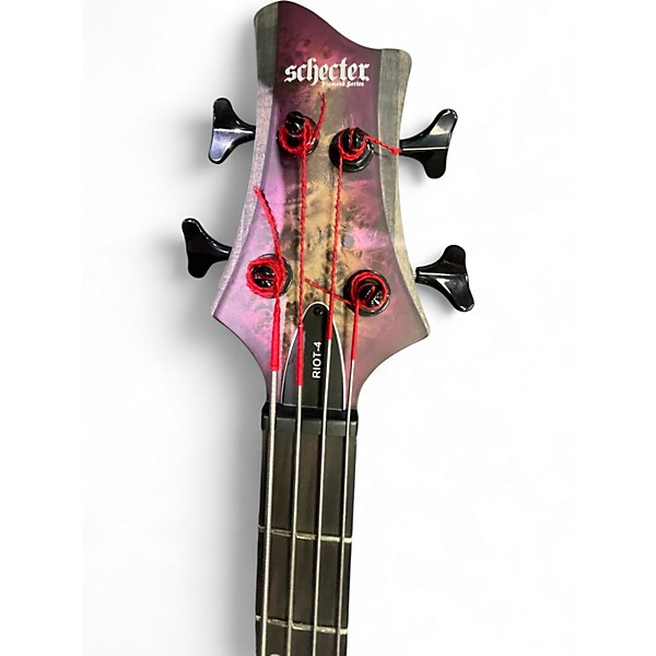 Used Schecter Guitar Research Riot 4 String Shocking Pink Electric Bass Guitar