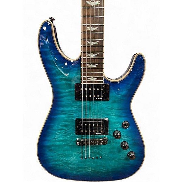 Used Schecter Guitar Research Omen Extreme 6 Ocean Blue Burst Solid Body Electric Guitar