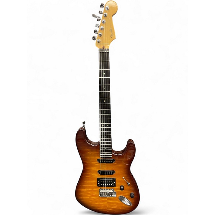 最終。Fender USA American Deluxe Strato QMT Used Fender American Deluxe Stratocaster HSS QMT Tobacco Sunburst