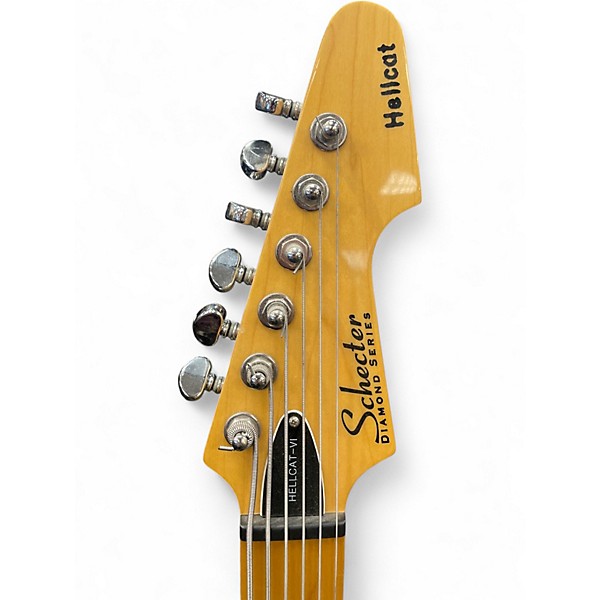 Used Schecter Guitar Research Hellcat VI Baritone Black Solid Body Electric Guitar