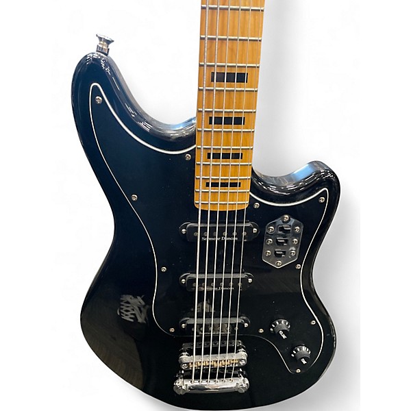 Used Schecter Guitar Research Hellcat VI Baritone Black Solid Body Electric Guitar