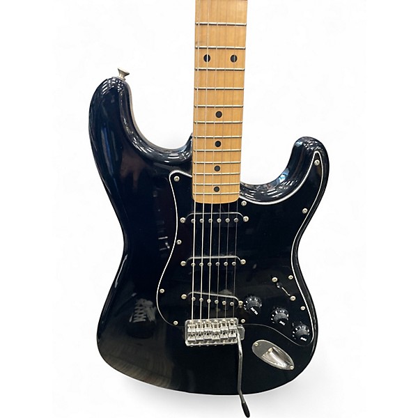 Vintage 1980s Squier MIJ Stratocaster Black Solid Body Electric Guitar