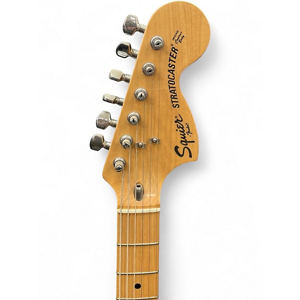 Vintage 1980s Squier MIJ Stratocaster Black Solid Body Electric Guitar