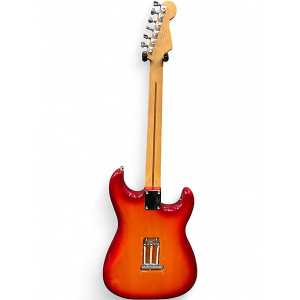 Used 2014 Fender Standard Stratocaster Plus Top Left-Handed Aged Cherry Burst Solid Body Electric Guitar