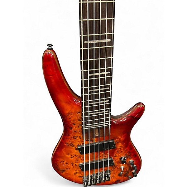 Used Ibanez SRMS806 Brown Topaz Burst Electric Bass Guitar